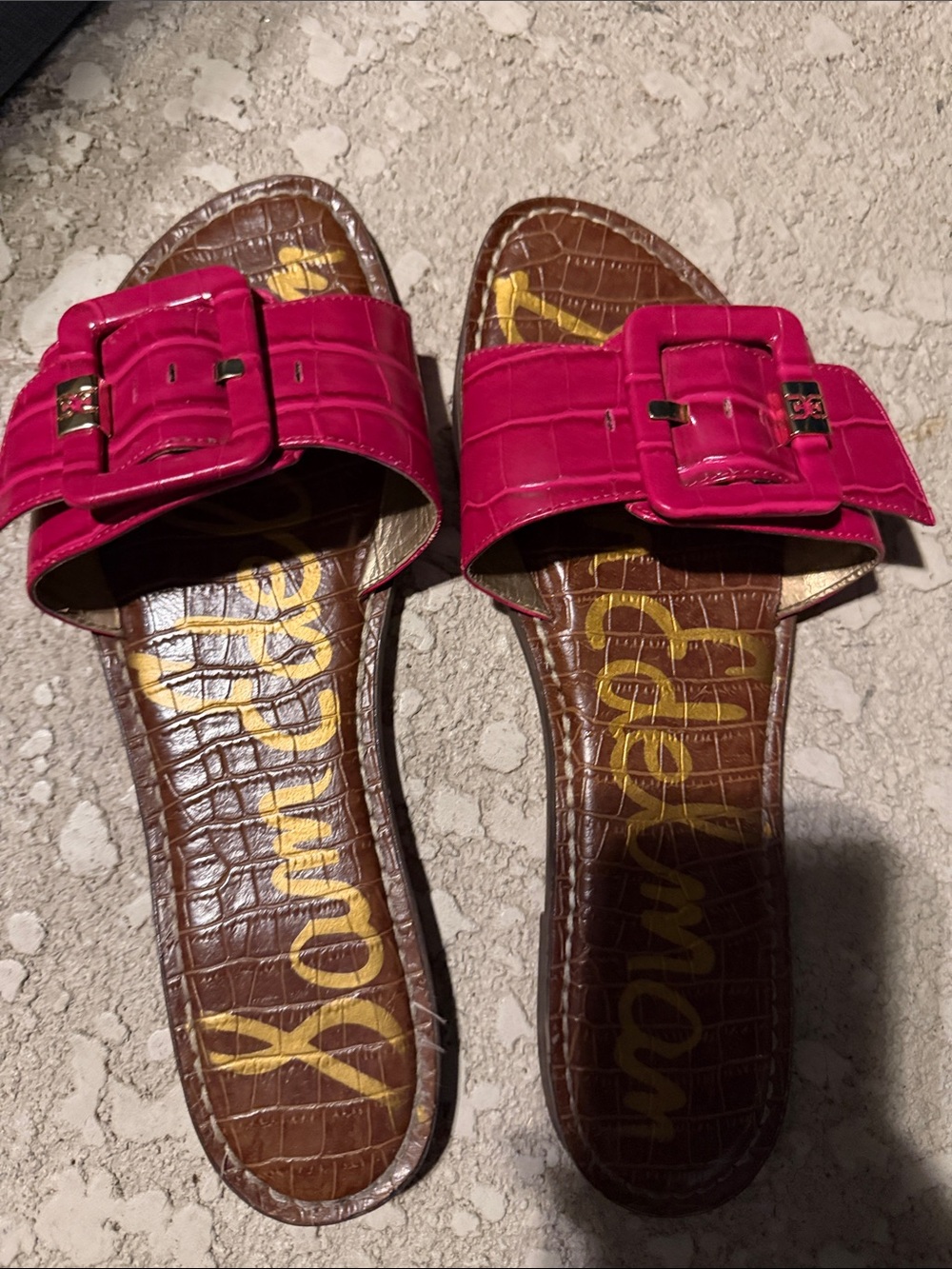 Sam Edelman Hot Pink Buckle Slide Mules